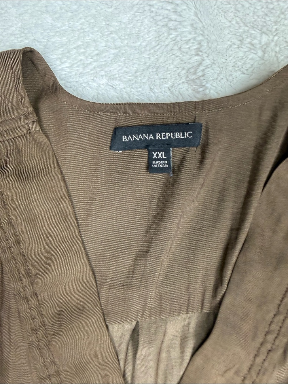 Banana Republic Taupe-Brown Wrap Blouse with Self-Tie - Picture 3 of 6